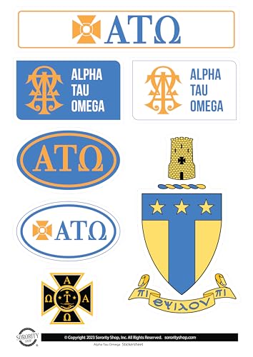 Hojas de calcomanías Alpha Tau Omega para decorar superficies sin dejar marcas 6