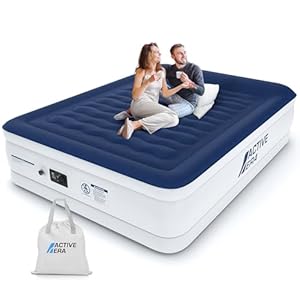 Active Era Materasso Gonfiabile Matrimoniale 152 x 203 x 56cm. Letto Gonfiabile Matrimoniale Rialzato, Pompa Elettrica Integrata, Cuscino Rialzato e Tecnologia I-Beam Strutturata, con Altezza 56cm