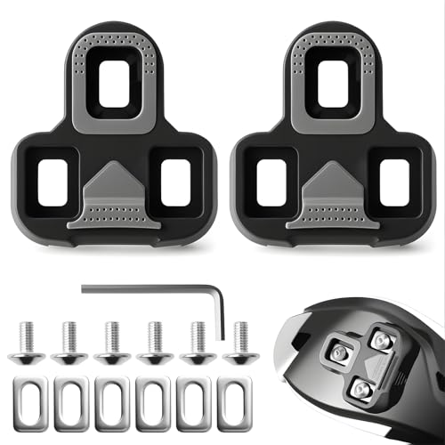 Calas compatibles con Look Keo, juego de 6 piezas 3 agujeros de TPU, tacos grises antideslizantes para pedales de bicicleta de carreras, ajustables y resistentes, para Blade 2 Max Classic 3 Easy