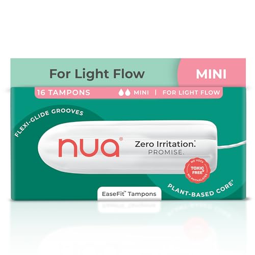 Image of Nua EaseFit Tampons for Light Flow | 16 Tampons | Gynaecologically Tested | Hypoallergenic | Rapid Absorption Core | Leak-Proof Protection