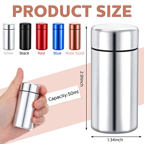 Zhehao 5 Pcs Small Airtight Container Storage Container Miniature Smell Proof Containers For Spice Air Tight Coffee Canisters For Metal Waterproof 1.7 Oz (Black, Silver, Blue, Red, Rosy Gold) #TOP1