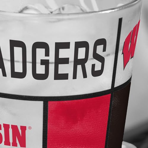 Image of Logo Brands NCAA oz Stained Glass Pint Glass - 3D Embossed Logo & Bold Team Colors - Durable Sports Fan Beer Glass for Home, Bar & Tailgates