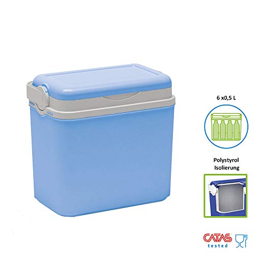 Passive Kühlbox aus Kunststoff mit Polystyrol-Isolierung (10 L, Hellblau) – Ansicht 2