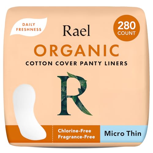 Image of Rael Panty Liners for Women, Organic Cotton Cover (Micro Thin, 280 Count) | Daily Pantiliners, Sanitary Liner, Light Absorbency, Unscented, Chlorine Free, Thin, Period Essentials
