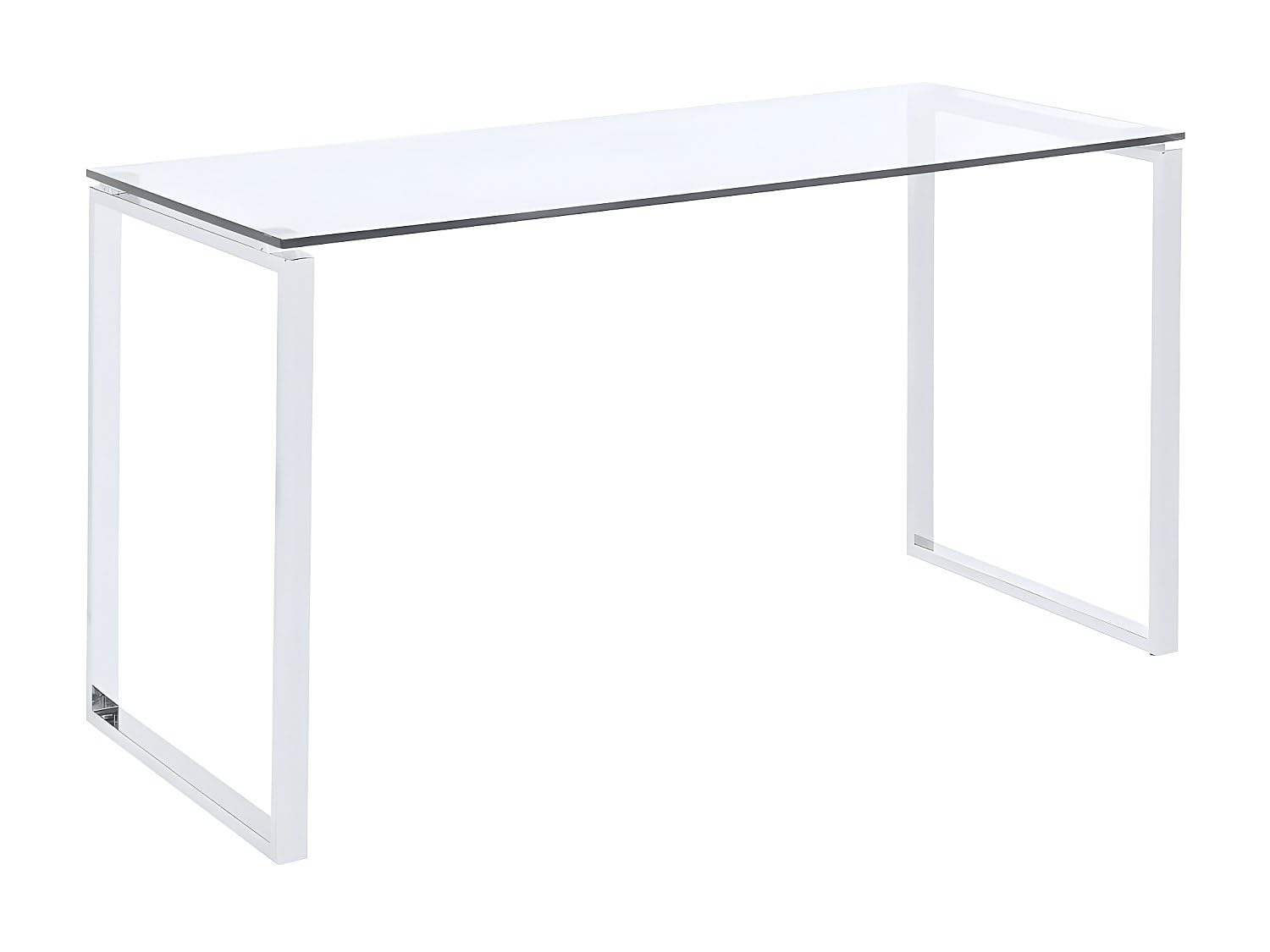 Vente-unique Bureau Freya - Verre trempé & métal chromé Transparent
