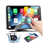 Wireless Apple Carplay Screen for Cars, 7' HD Portable Car Stereo Touch Screen for Apple CarPlay & Android Auto with Backup Camera/Mirror Link/Siri/Voice Control/GPS Navigation/AUX for All Vehicles