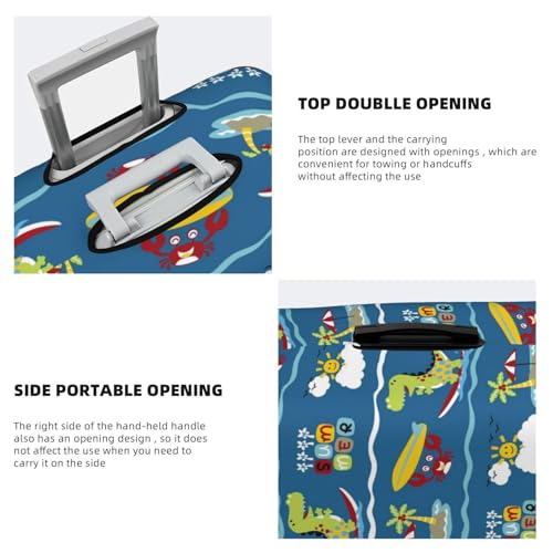 Travel Luggage Cover Protector - Dinosaur On The Beach Vacation Washable Suitcase Covers For 18-32 Inch Luggage3
