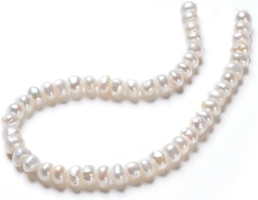 LiQunSweet 45 pcs 5.5mm White Pearl Flat Round Beads Lentil Rondelle Abacus Spacer Beads for DIY Jewelry Bracelet Necklace Earring Craft Keychain Decoration