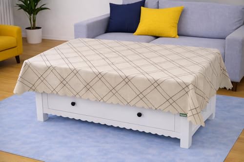 Image of Homerz Premium Waterproof PVC Sparkle Table Cover Collection | Table Cover with Scallop Edges | Dust, Spill & Scratch Resistant (Classic Grid Charm, 36x54 inch- Center Table)