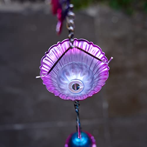 Smqljxc 8.5Ft Colorful Butterfly And Cup Rain Chain Outdoor Decorative Rain Gutter Drain Rain Catcher Gutter Chain With Bell #TOP6