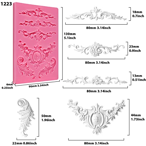Funshowcase Baroque Style Curlicues Scroll Lace Emboss Border Fondant Silicone Mold #TOP2