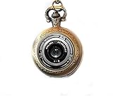 Farbe: Messing. Kameralinse Uhrenkette Anhänger antiker Uhranhänger Glas Kuppel Anhänger Antik Uhr Halskette