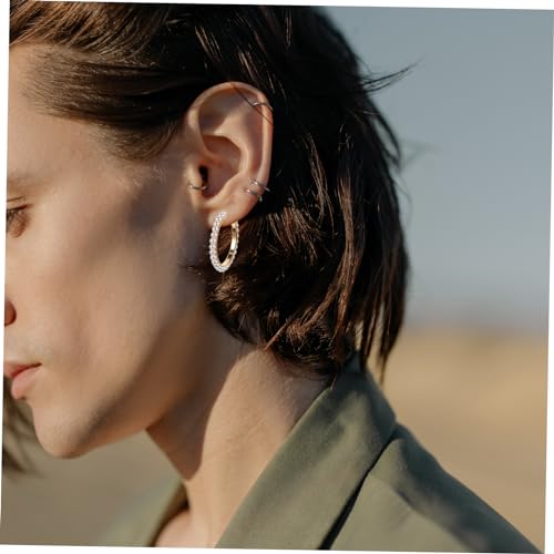 KESYOO 1 Par De Brincos De Hélice Brincos De Brincos De Prata Esterlina Brincos De Argola De Pérola