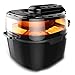 10,4 Qt Bezolejowa Frytownica Powietrzna, 1200 W Wizualny Cyfrowy Ekran Lcd Frytownica Powietrzna Piekarnik Tosterowy, Frytownica Powietrzna Piec Do Pieczenia, Piec, Grill, Para, Frytki, Czarny