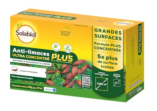 SOLABIOL Anti-Limaces & Escargots Ultra Concentrés - 400g - Résistant À La Pluie - Grande Surface de Traitement SOLIMAPLUS400