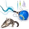 BABORUI Pelota de juguete interactiva para gatos, juguetes interactivos automáticos para gatos de interior con 3 colas, 2 velocidades recargables para gatos pequeños, medianos y grandes, para
