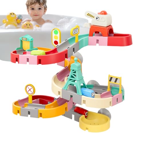 Juguetes de baño con tobogán – Juguete con pista deslizante para bañera de 7 pulgadas, diseño de montaje fuerte, construcción de juegos de agua resbaladizos | Divertidos entretenimientos
