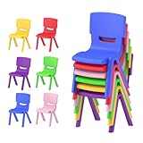 KDSOM Stools for Classroom Colorful Ergonomic Plastic Chairs with Ventilated Backrest Suitable Stackable Stools for Kids for Classrooms, Homes, Daycare Centers, Indoor and Outdoor (Pack of 6)