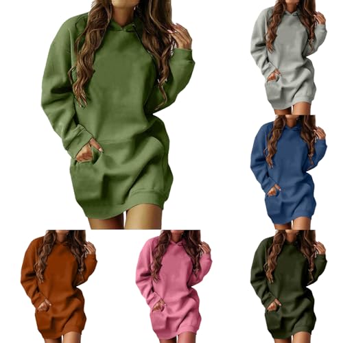 Vestidos deportivos para mujer, de manga larga, con cordón, con capucha, vestidos de moda, color puro, ligeros, clásicos, cómodos, suaves, vestidos de calle con bolsillos, GN1., M