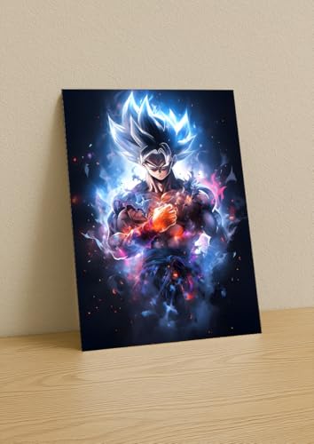 Image of NIJUKA Anime Printed Metal sheet Poster For Home And Room Decoration | For Anime Art Fans Boys And Girls (Dark space goku Ui)