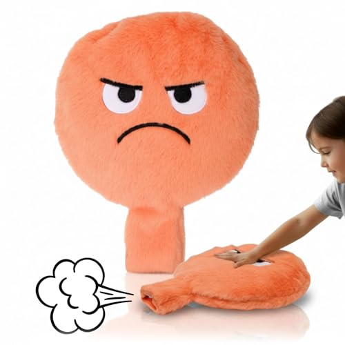 alldoro 60291-4 XXL Plüsch Furzkissen Grumpy Peach Ø 20 5 cm Pupskissen mit Sound Emotionen spielerisch entdecken Kuschel- & Spaßkissen ab 3 Jahre