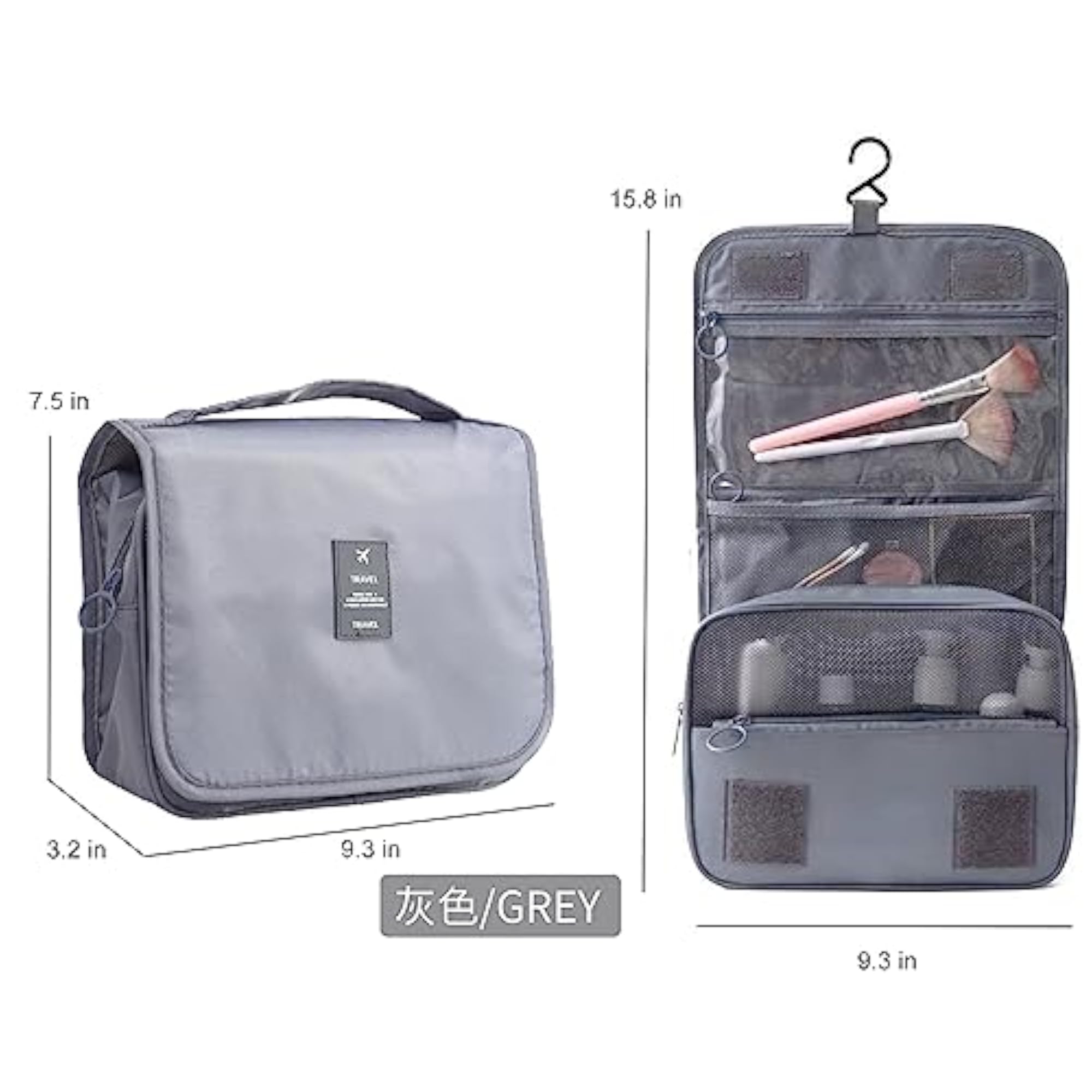 Toiletry Bag in Gray, Minimalist Design