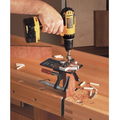 Image of JessEm 08350 3 /8 inch Dowelling Jig Precision Woodworking Joinery Tool with Main Body, Angle Guides and Hardened Drill Bushings