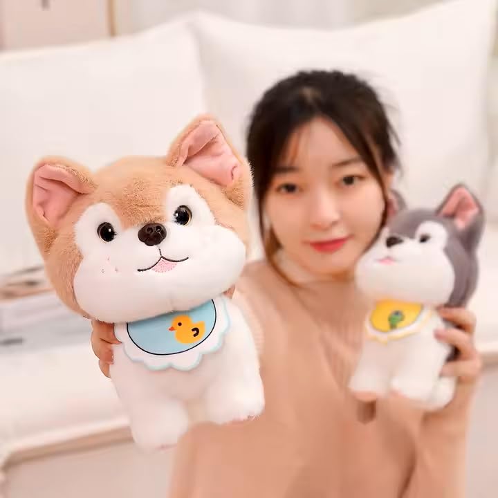 Image of Sibarian Husky Dog Plush Doll Realistic Soft Toy Pet Kawai Stuffed Animal Plushie Cute Toys Doll Birthday Gifts for Friends Kids Boys Girls Decorative 23cm
