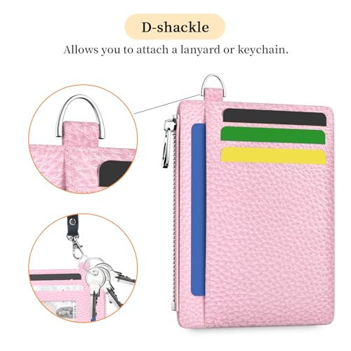 Image of Hancynir Minimalist Slim Wallet Women Credit Card Holder, RFID Small Cute | Zipper Pocket Wallet, Thin Travel Coin Purse, Ladies Women Gifts, Key Chain Card Case, 6 Card Slots, ID Window, PU Leather