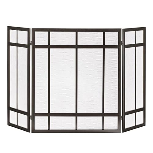 Parascintille extra largo 131 cm, 3 pannelli, pieghevole, per caminetto a legna/griglie, rete metallica trasparente,