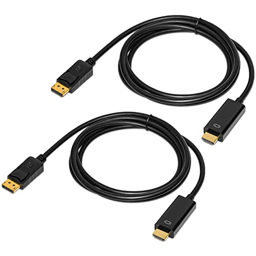QINGLER 4K Displayport to HDMI Cable 6 Feet 2-Pack, Display Port (DP) to HDMI Adapter Male to Male Cord Converter for PC to HDTV, Monitor, Projector