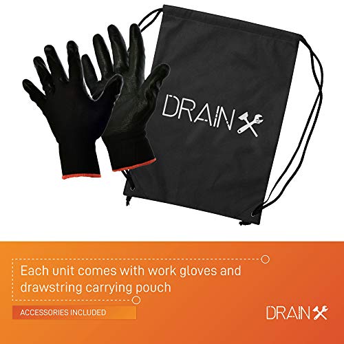 Drainx Pro 50-FT Heavy Duty Steel Drum Drain Auger Plumbing Snake with Work Gloves and Storage Bag - Thumbnail 7