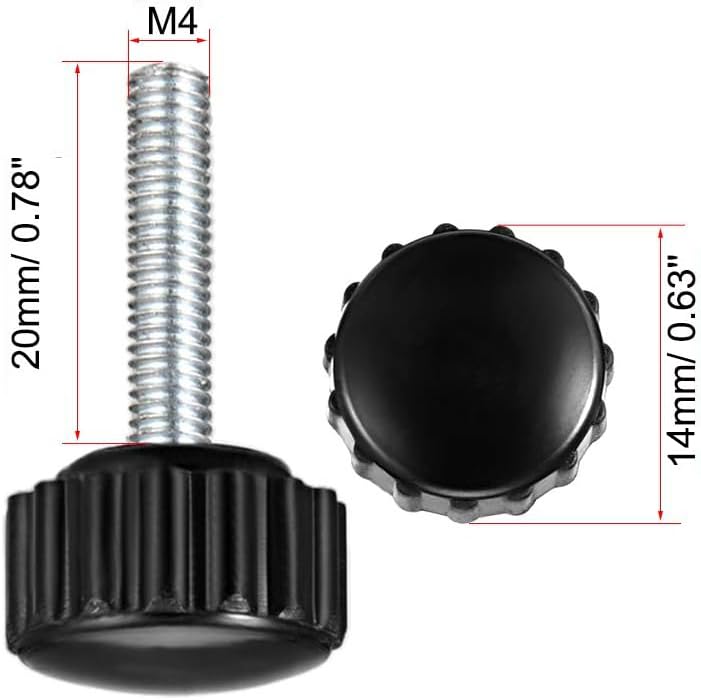 MACHSWON Knurled Clamping Knobs Saw Drill Press Lathe and Routing Jigs Packaging Machinery Printing Equipment Hand Clamping Handle Bolt Hand Knob Screw Replacement Parts M4 x 20mm 5pcs - Image 2