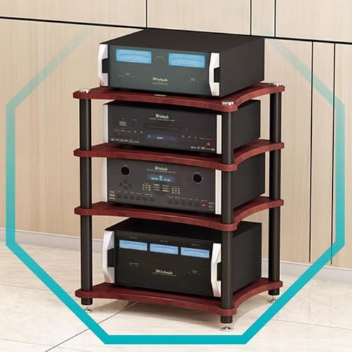 HAEKEBC AV Aufbewahrungsschrank 1/2/3/4-stöckig HiFi-Rack Medienständer Stereo Rack TV-Ständer Aus Holz AV Komponenten Medienständer Für Home Office(Red,85cm/33.4in)