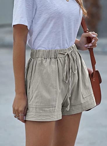 Anftfh Summer Shorts For Women Drawstrings Casual Loose Comfy Beach Shorts With Pockets Gray Xl #TOP5