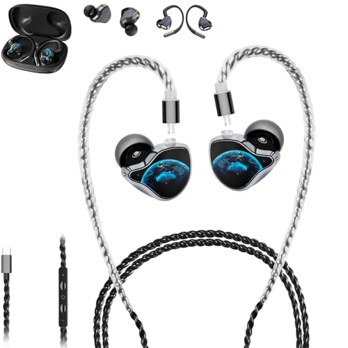 Image of NE81 In-Ear Monitor Headphones, 3 in 1 Wired Gaming Earbuds with Detachable Cable, Switch to Wireless Bluetooth Earbuds in a Second, Hi-Fi In-Ear Headphones for Singers, Musicians, Drummers and DJ