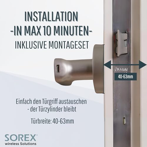 SOREX Smart Handle Max - Elektronischer Türgriff mit Fingerabdruck & Zahlencode Erkennung sowie...