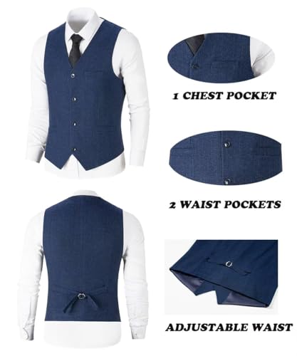 Mens Suit Slim Fit Tweed Herringbone Suit for Men Wool Blend Blazer Vest Pants Winter Tuxedo Set4
