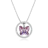 Joyería de cristal Plata de ley 925 Uno más con collar de mariposa