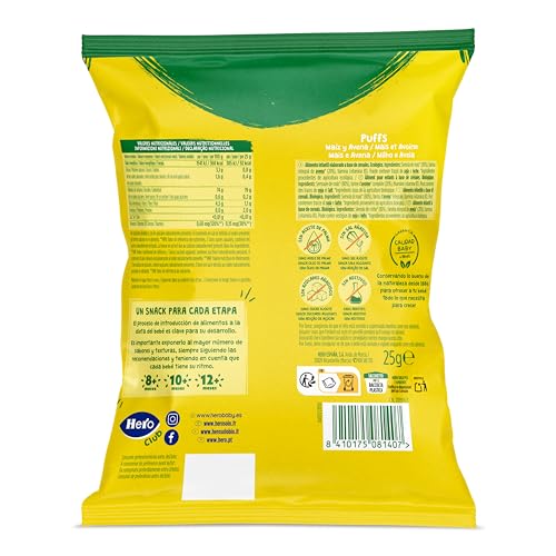 Hero Solo - Snack de Maïs et Avoine, 100% ECO, Sans Sucre et Ajouté, Sans Gluten et Additifs, Origine Naturalle, Produit Écologique, Convient aux Bébés à partir de 8 Mois - Pack de 5x25gr – Image 4