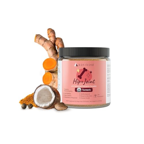 kin+kind Organic Turmeric Hip and Joint Supplement for Dogs and Cats Supports Healthy Joint Mobility and Inflammatory Response Vet Formulated 8 oz