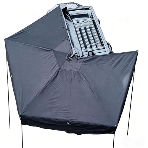 270 Degree SUV Side Sun Canopy with LED Lights | Home Camping Sun Cover | Waterproof UV | Stand Rope Nails | Only for Roof Rack Crossrods/Roof Tent (Driver Side)