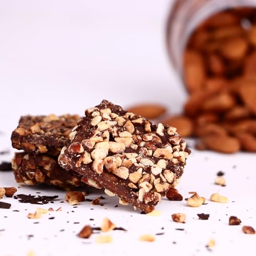 Image of Loyka Almond Brittle Dark Chocolate Box - 12 pcs | 46% Dark Chocolate | Premium Gift Hamper | Choco & Nut Dryfruit Delicacy | Roasted California Almonds (45%) | Any-time snack