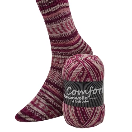 Comfort Wolle Sockenwolle 100gr Knaul 4-Fach 420m Premium Strumpfgarn Made in Italy mit großer bunter Farbauswahl (22-03)