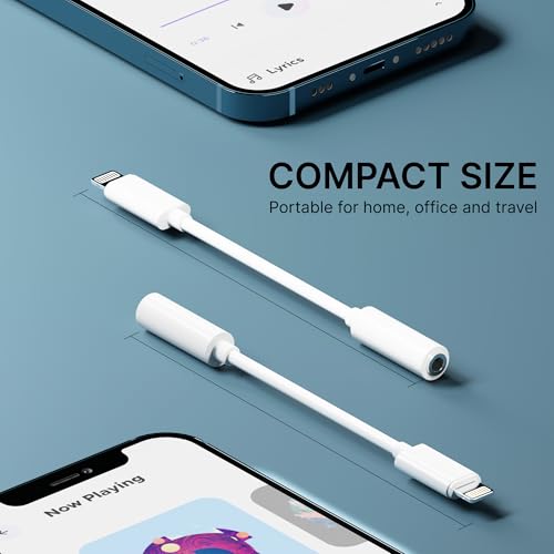 Image of Basesailor Lightning to 3.5mm Audio Adapter for iPhone, Lightning Headphone Jack Converter Compatible with Earphones, Tablets, Laptops AUX Cable, Hi-Quality Sound By AIL-KIN