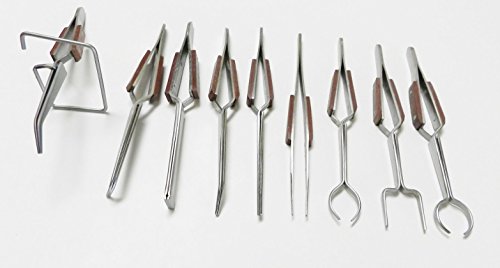 Fiber Grip Tweezers Cross-Locking Soldering All Types Workholing Tweezer Set 9Pc (E11) #TOP4