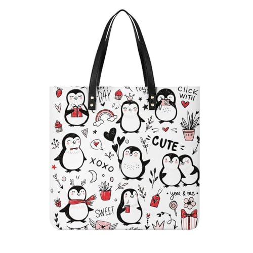 Sac à bandoulière pingouins griffonnés cabas de voyage 39x39cm pour femme