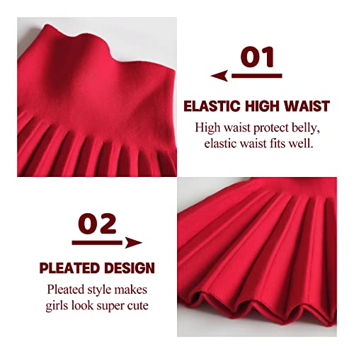 Gooket Girls Mini Pleated Knitted Flared Skater Skirt Toddler High Waist Casual Kawaii Tennis Skirt Age 2-13Y #TOP3