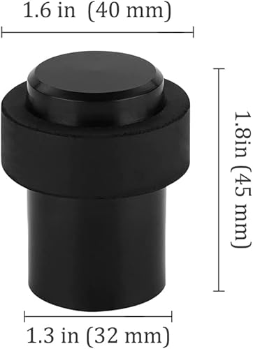 Miniatura 4 de Tope de puerta cilíndrico para montaje en suelo, 1.8 pulgadas de altura, tope de puerta de acero inoxidable, goma negra, paquete de 4