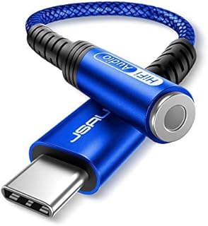 JSAUX Adapter do słuchawek USB C Aux, USB C na 3,5 jack adapter audio do Samsung S22/S21/S20/S20 FE/Note20/Note10, Huawei P40/P30 Pro/P20/P20 Pro, Mate40/30/20 Pro, Pixel 4/3, OnePlus 8/7 niebieski
